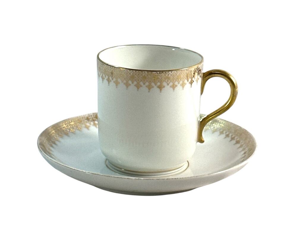Antique R Delinieres & Cie Limoges Demitasse Cup Saucer Gold Gilt 1894-1900